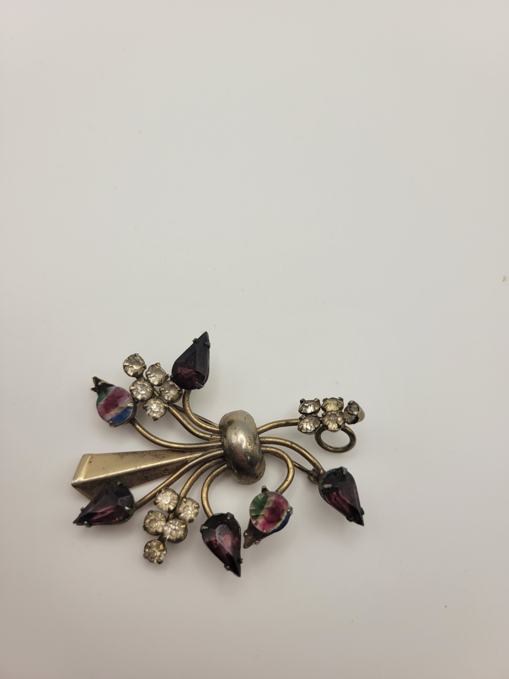 Kranse of California rainbow stone gold tone brooch